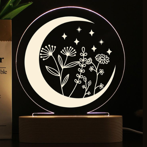Moon & Floral LED Lamp
